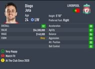 Jota has 5-star weak foot and 4-star skill moves (Image via Sportskeeda)